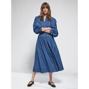 Suzie Kondi Kyria Skirt Womens XL Denim High-rise A-line Full Midi